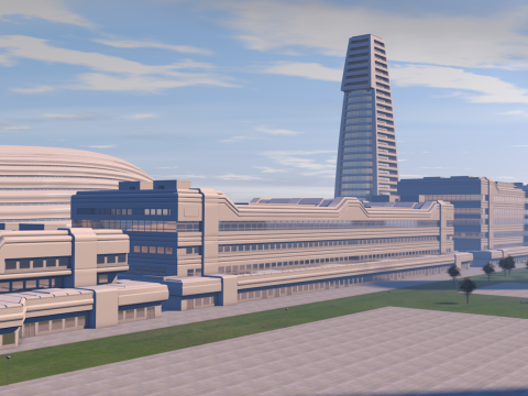 Urban Center City on an Island 3D Model