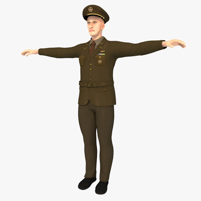 US Infantry Officer model pbr textures 3D Model .c4d .max .obj .3ds .fbx .stl .blend 