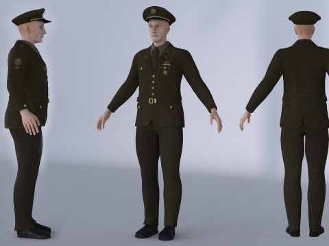 US Infantry Officer model pbr textures 3D Model