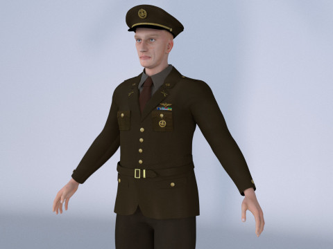 US Infantry Officer model pbr textures 3D Model