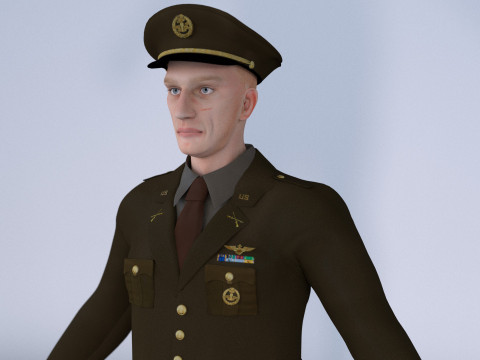 US Infantry Officer model pbr textures 3D Model