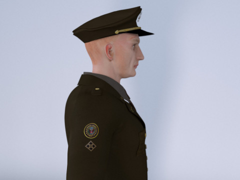 US Infantry Officer model pbr textures 3D Model