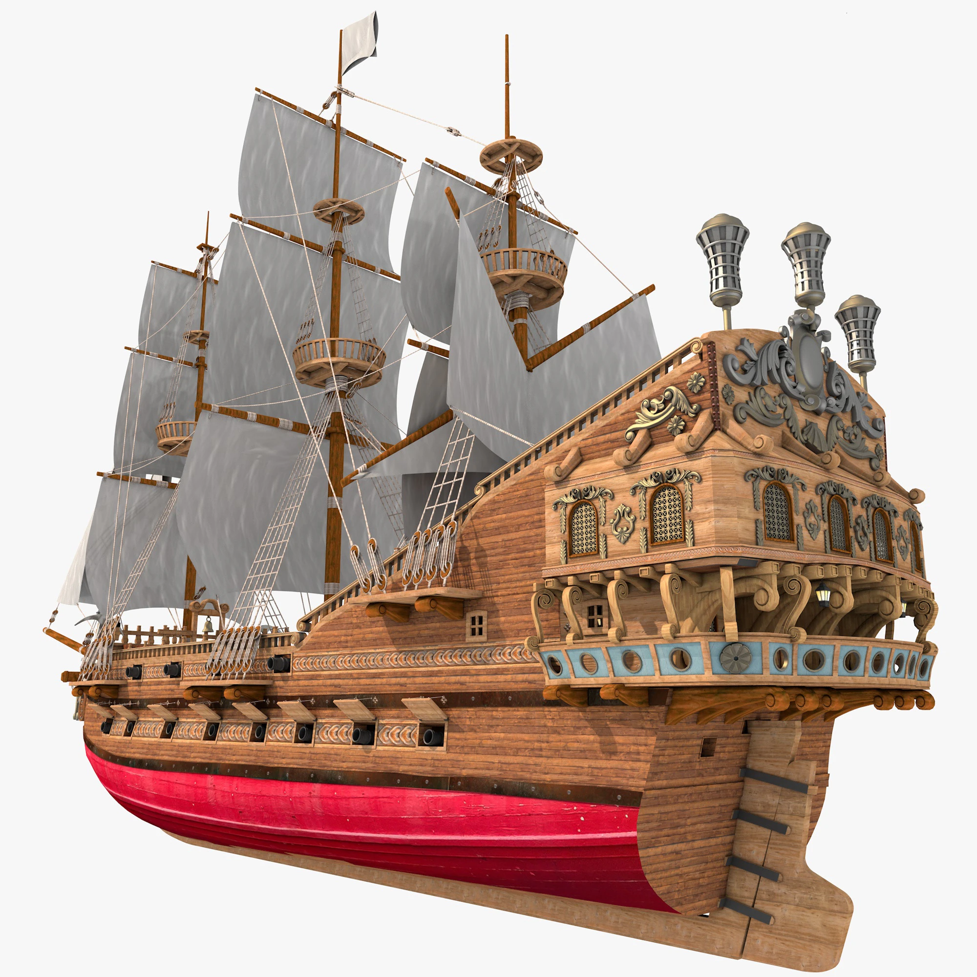 Galeon model 3D Model .c4d .max .obj .3ds .fbx .stl .blend 
