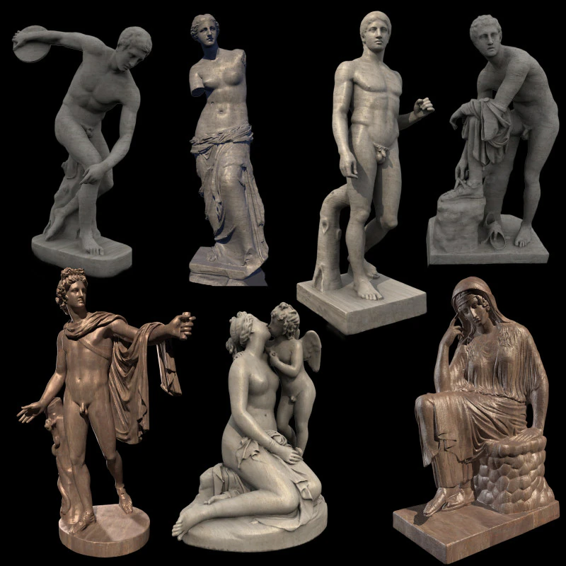 Paket 3D Gema Yunani Klasik Model Cetak 3D .c4d .max .obj .3ds .fbx .stl .blend