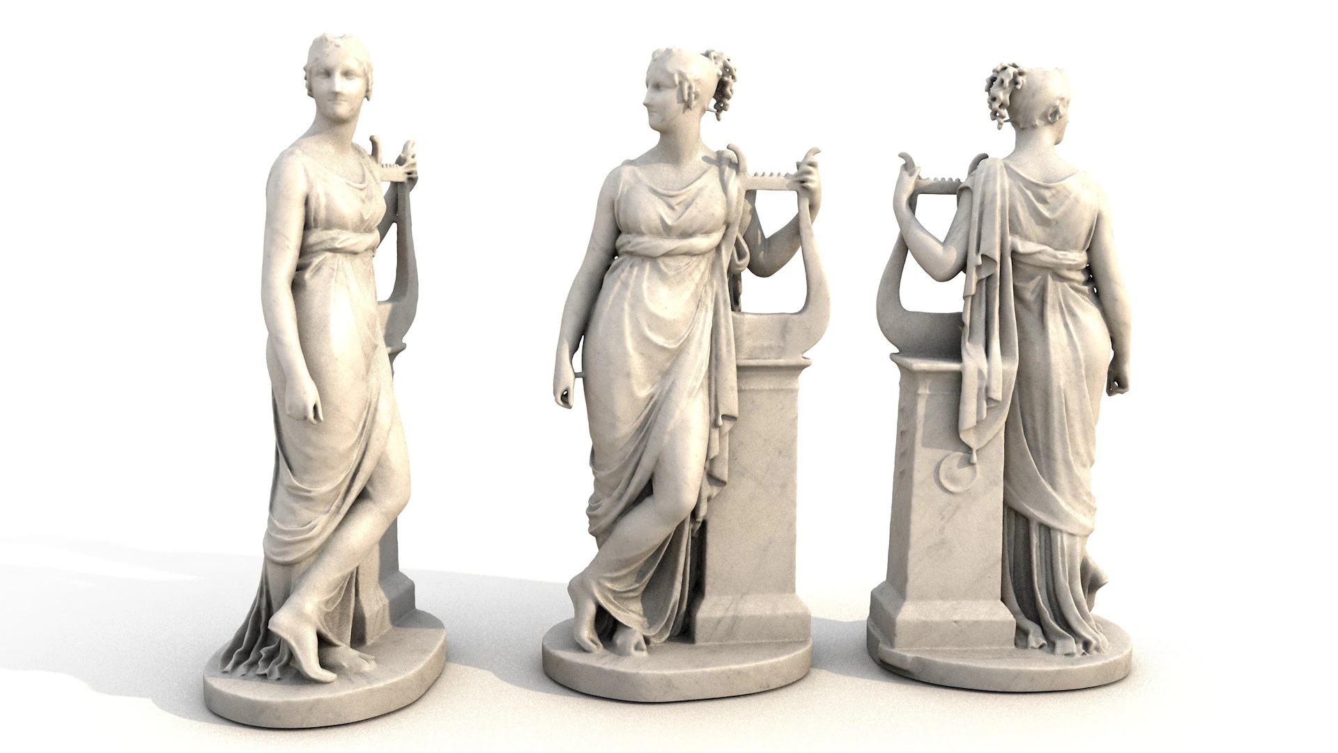 Terpsichore Lyra Classical Greek Sculpture 3D Model .c4d .max .obj .3ds .fbx .stl .blend 
