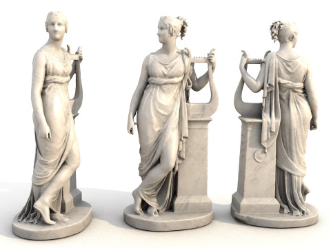 Terpsichore Lyra Classical Greek Sculpture 3Dモデル