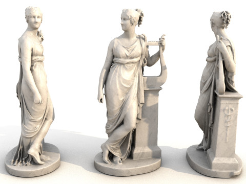 Terpsichore Lyra Classical Greek Sculpture 3D Model