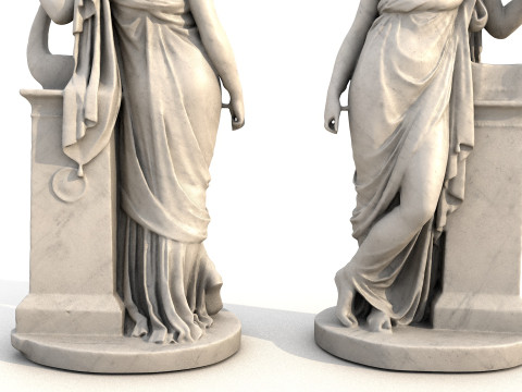 Terpsichore Lyra Classical Greek Sculpture 3D Model