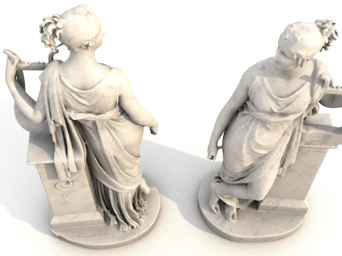 Terpsichore Lyra Classical Greek Sculpture 3D Model