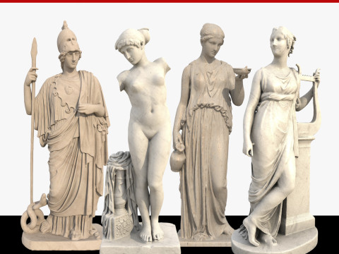 Goddess Statue Pack Greek Sculpture PBR Modelo 3D