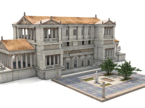 Edif&iacute;cio Modular Cl&aacute;ssico com Arquitetura de Interiores PBR Modelo 3D