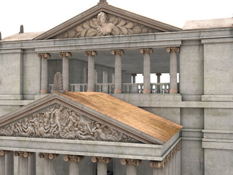 Budynek modułowy klasycystyczny z architekturą wnętrz PBR Model 3D