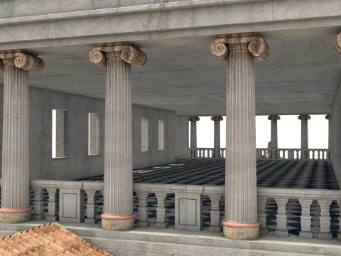 Budynek modułowy klasycystyczny z architekturą wnętrz PBR Model 3D