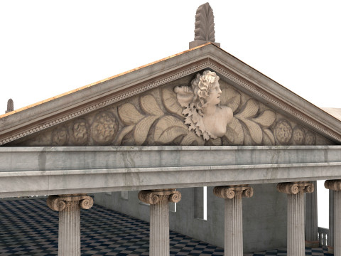 Budynek modułowy klasycystyczny z architekturą wnętrz PBR Model 3D