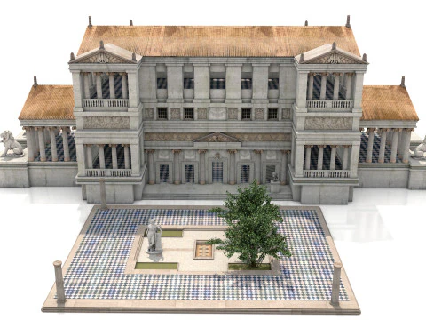 Modular Classical Building with Interiors Architecture PBR 3D Model