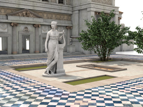 Budynek modułowy klasycystyczny z architekturą wnętrz PBR Model 3D