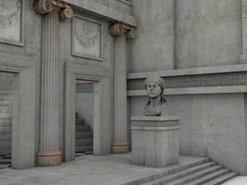 Budynek modułowy klasycystyczny z architekturą wnętrz PBR Model 3D