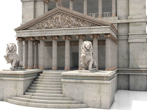 Budynek modułowy klasycystyczny z architekturą wnętrz PBR Model 3D