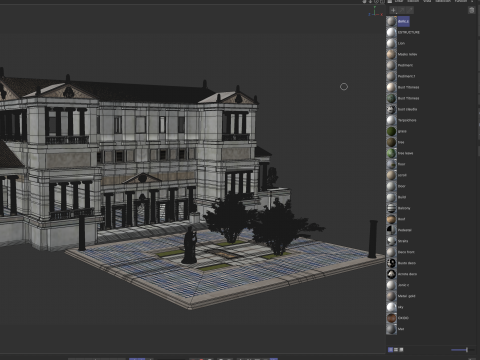 Budynek modułowy klasycystyczny z architekturą wnętrz PBR Model 3D