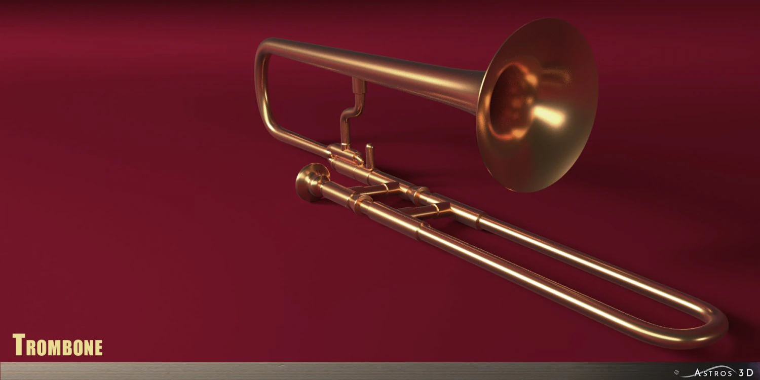 trombone no1 3D Model .c4d .max .obj .3ds .fbx .stl .blend 