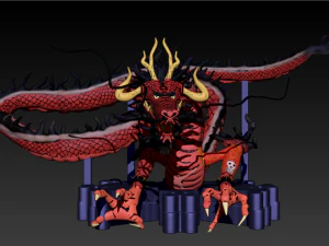 Kaido en su forma de drag&oacute;n como anime. Modelo de impresión 3D