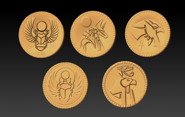 egyptian gold coins 3D Print Model .c4d .max .obj .3ds .fbx .stl .blend 