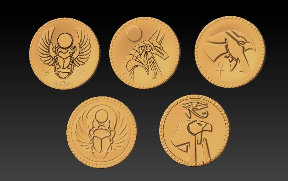 egyptian gold coins 3D Print Model .c4d .max .obj .3ds .fbx .stl .blend 