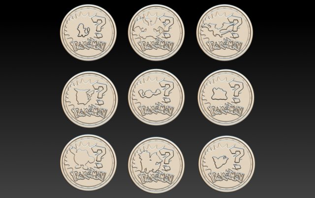 coin pokemon Modelo de Impressão 3D .c4d .max .obj .3ds .fbx .stl .blend 