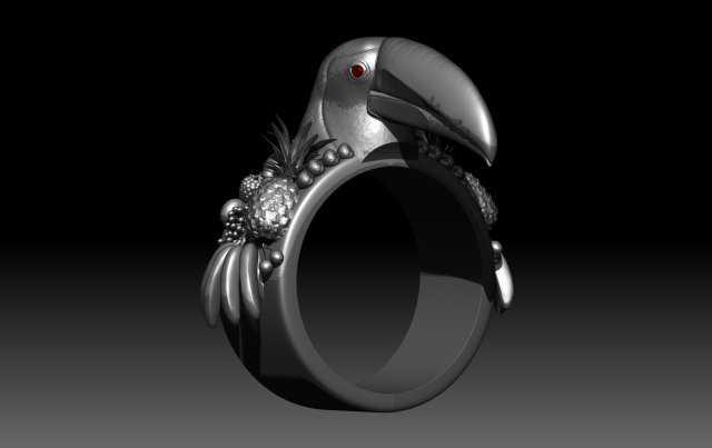 toucan ring 3D प्रिंट मॉडल .c4d .max .obj .3ds .fbx .stl .blend 