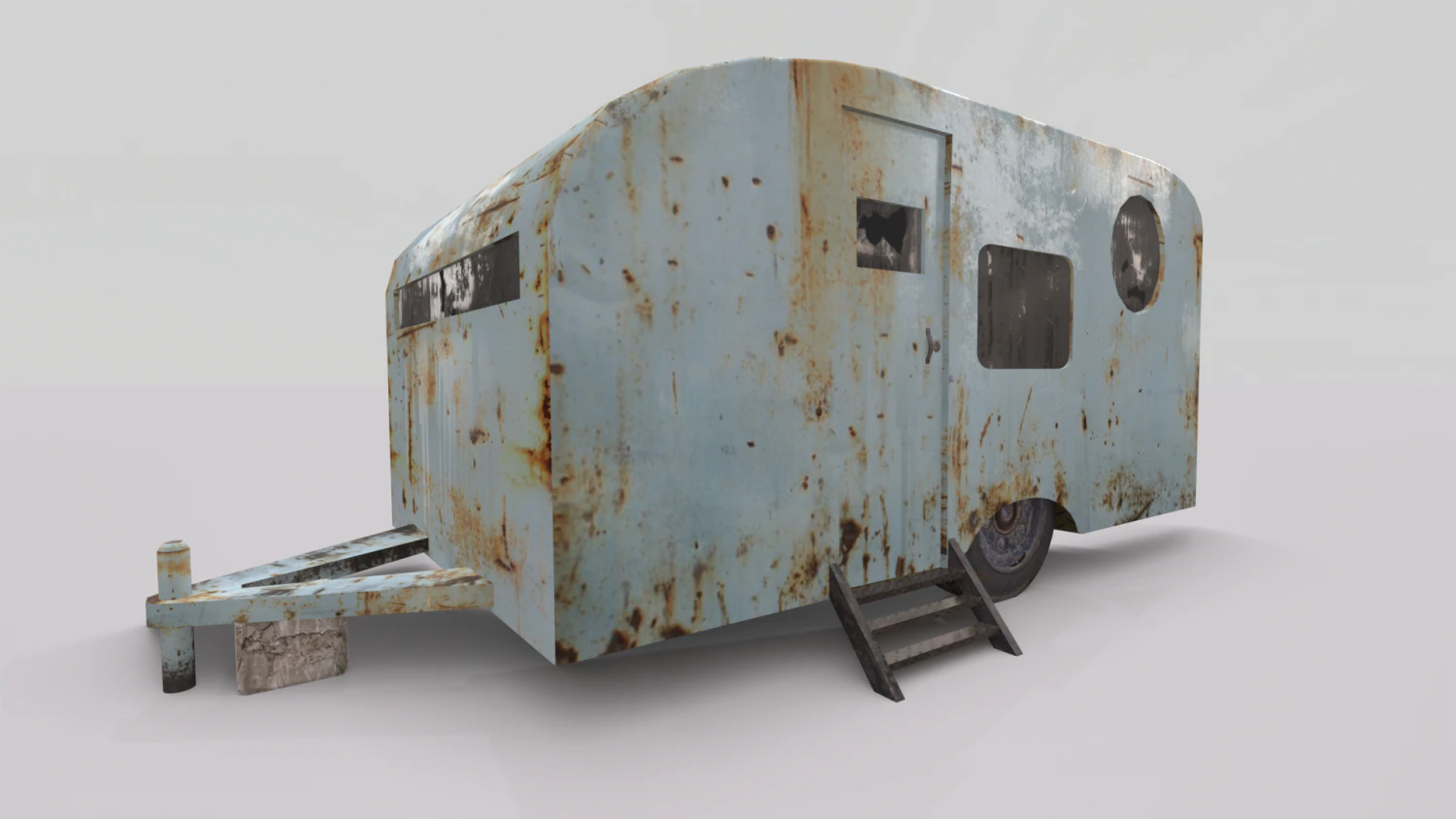 old trailer pbr 3D Model .c4d .max .obj .3ds .fbx .stl .blend 