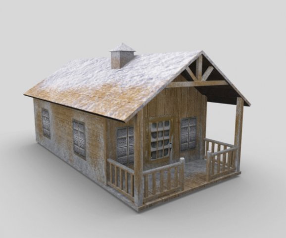 cottage snow covered Modelo 3D .c4d .max .obj .3ds .fbx .stl .blend 