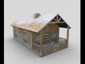 cottage coperto di neve Modello 3D