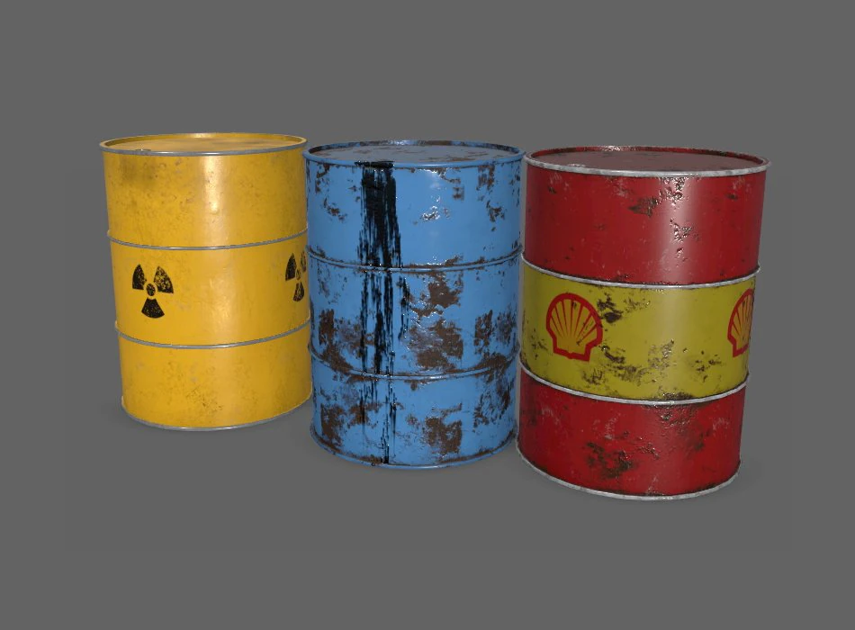 oil barrels pbr 3D Model .c4d .max .obj .3ds .fbx .stl .blend 