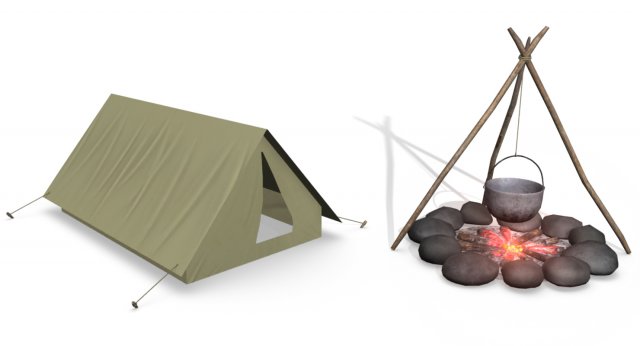 campfire 3D Model .c4d .max .obj .3ds .fbx .stl .blend 