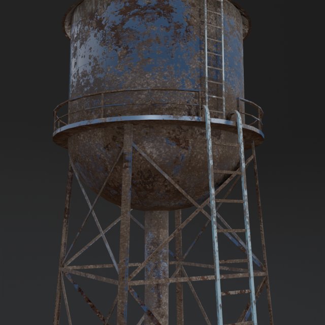 water tower old abandoned pbr 3D Model .c4d .max .obj .3ds .fbx .stl .blend 