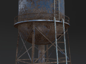water tower old abandoned pbr 3D Model