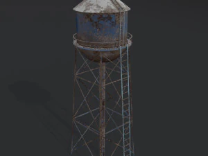 water tower old abandoned pbr 3D Model