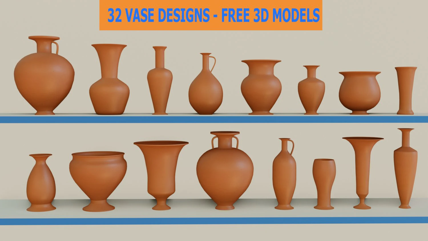 Low polygon vase designs collection 3D Model .c4d .max .obj .3ds .fbx .stl .blend