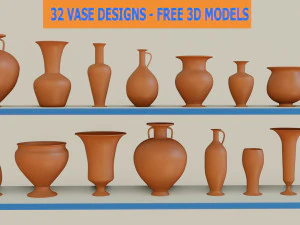 low polygon vase designs collection 3D Model