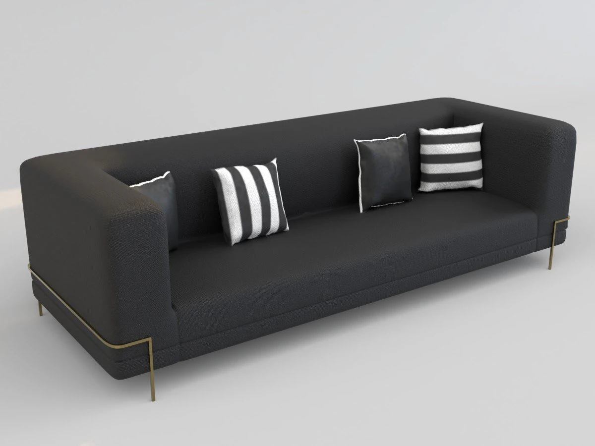 Black sofa pbr 3D Model .c4d .max .obj .3ds .fbx .stl .blend