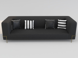black sofa pbr 3D Model