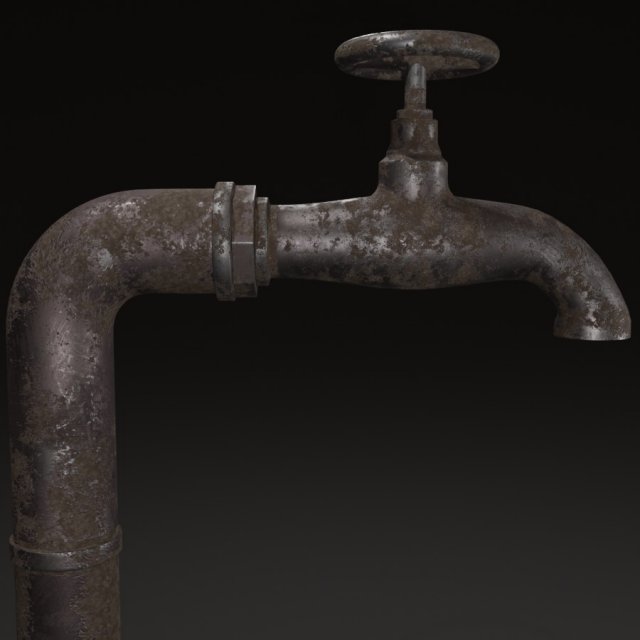 Old rustic water tap bucket PBR 3D Модель .c4d .max .obj .3ds .fbx .stl .blend 