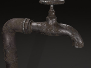 Old rustic water tap bucket PBR 3D Модель