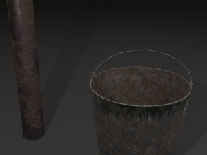 Old rustic water tap bucket PBR 3D Модель