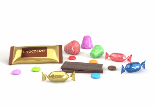Chocolate and candies pbr 3D 模型 .c4d .max .obj .3ds .fbx .stl .blend 