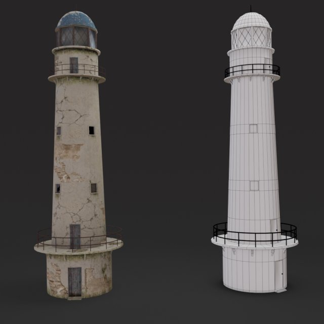Abandoned Lighthouse 3D Model .c4d .max .obj .3ds .fbx .stl .blend 
