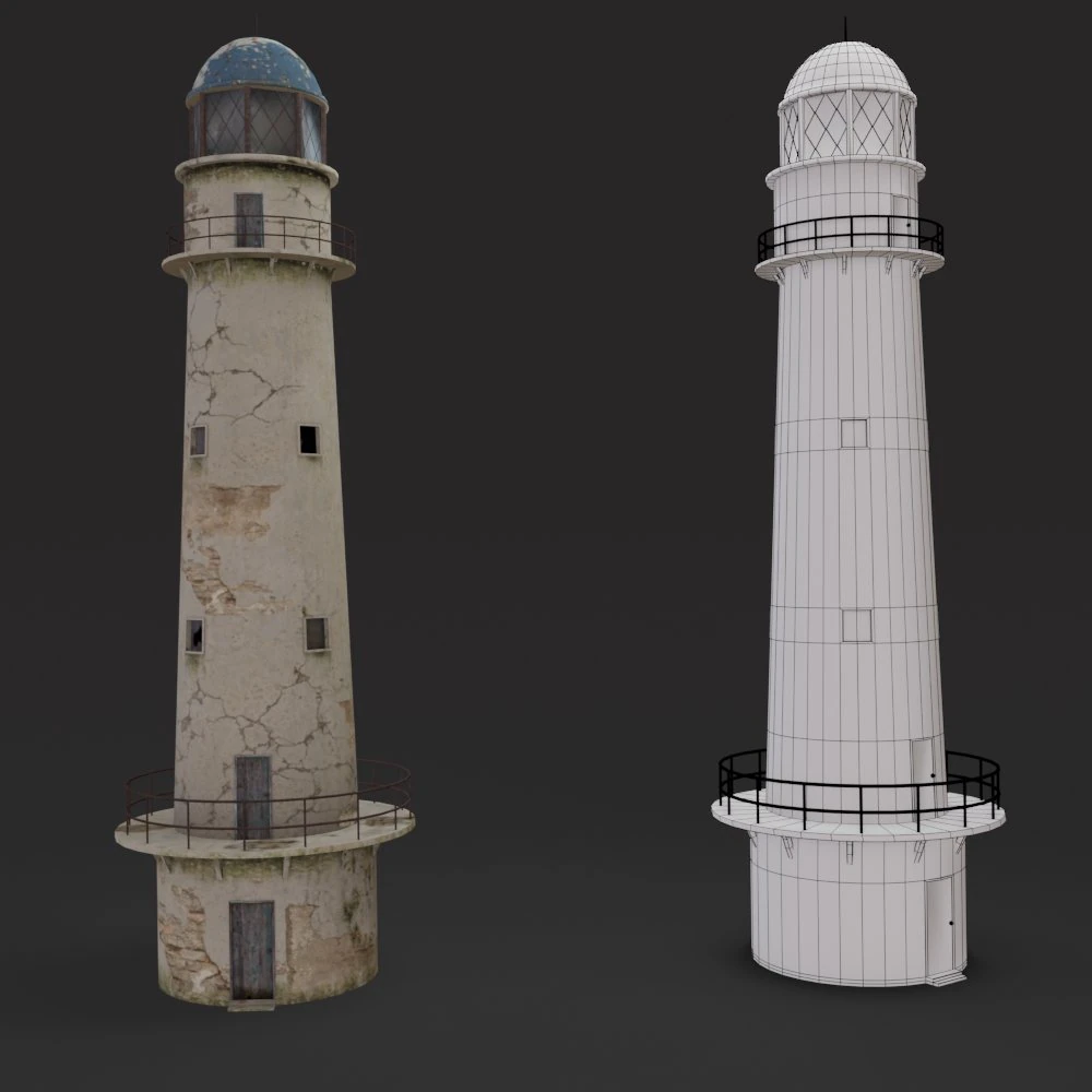 Abandoned Lighthouse 3D Model .c4d .max .obj .3ds .fbx .stl .blend 