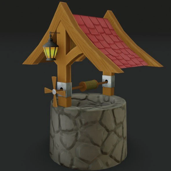 Stylized Well 3D Model .c4d .max .obj .3ds .fbx .stl .blend 