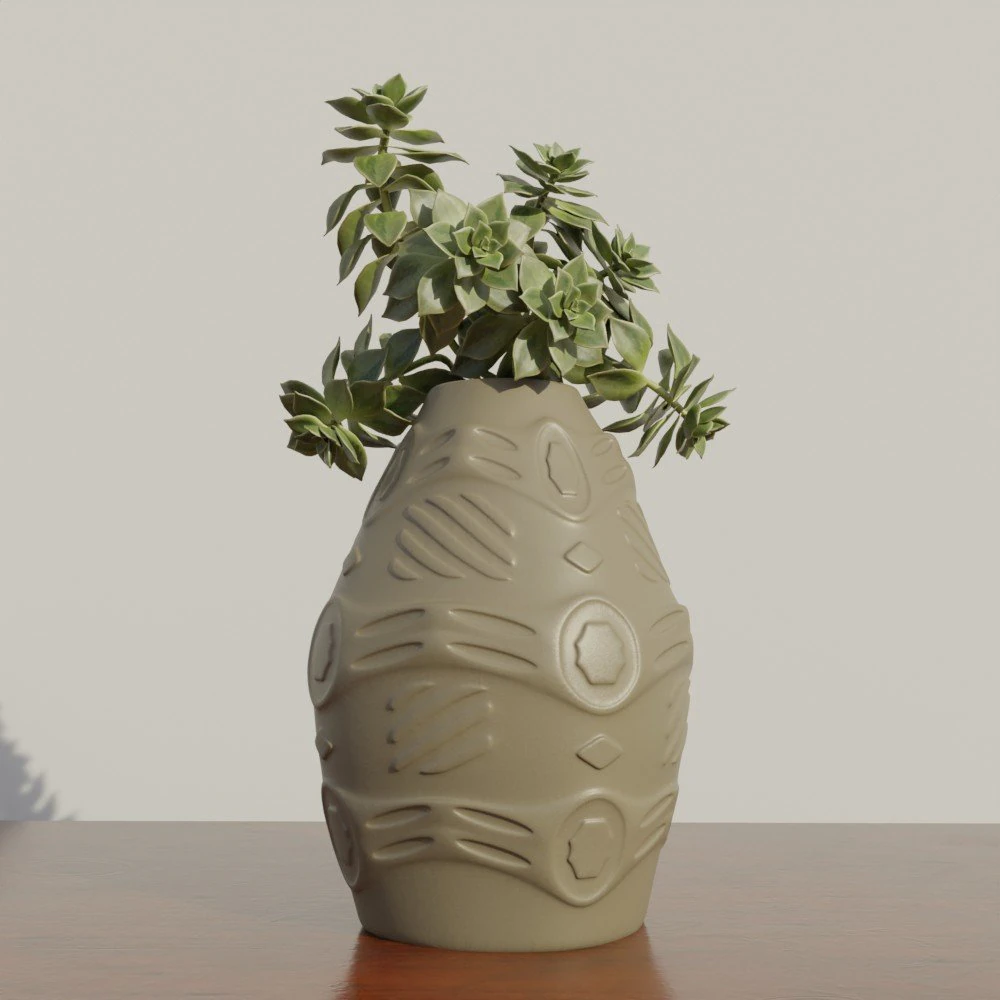 Carved Vase design 3D Print Model .c4d .max .obj .3ds .fbx .stl .blend