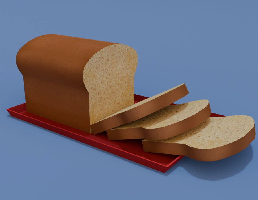 Stylized bread low polygon 3D Model .c4d .max .obj .3ds .fbx .stl .blend